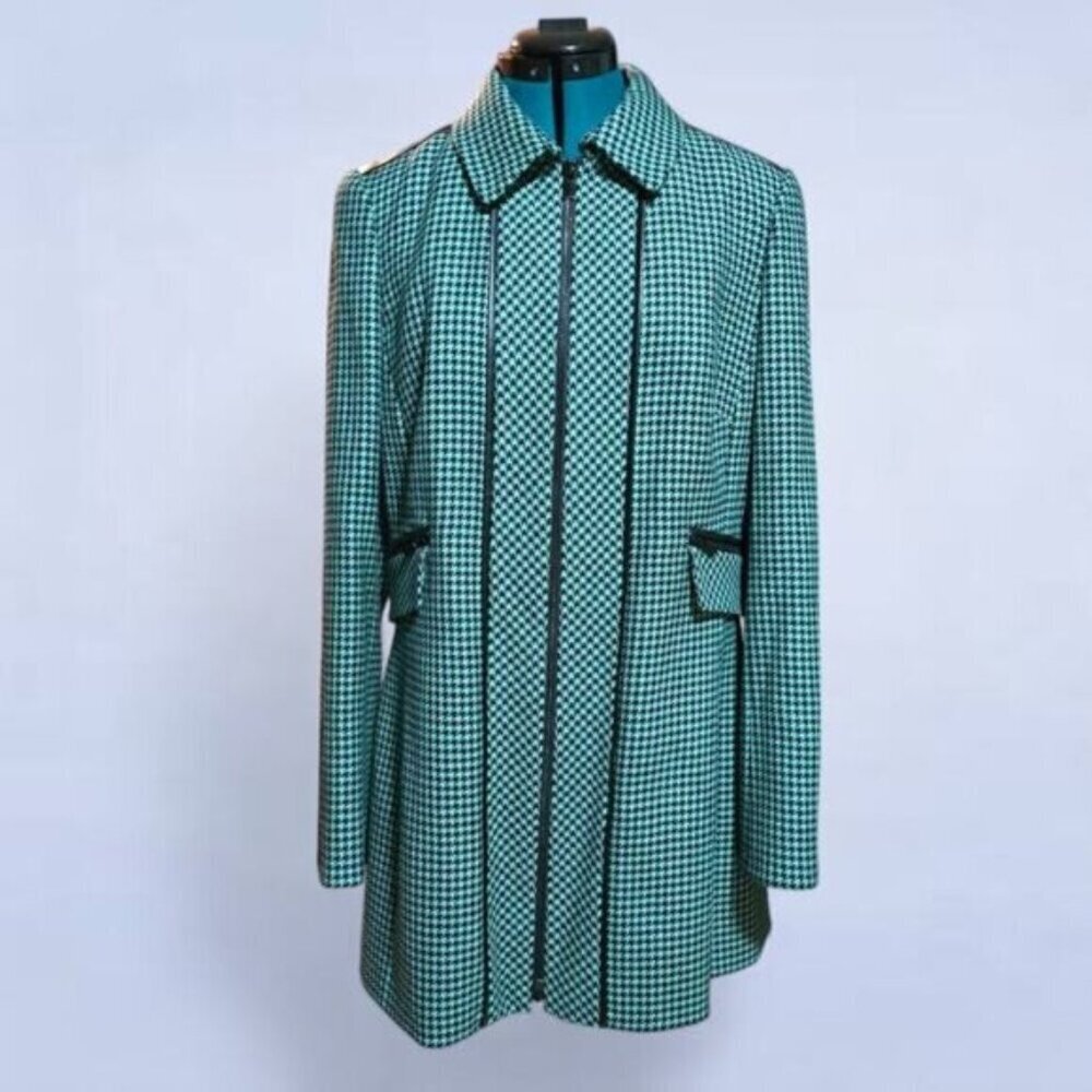 Carlisle Green Houndstooth Wool Peacoat - Size 12